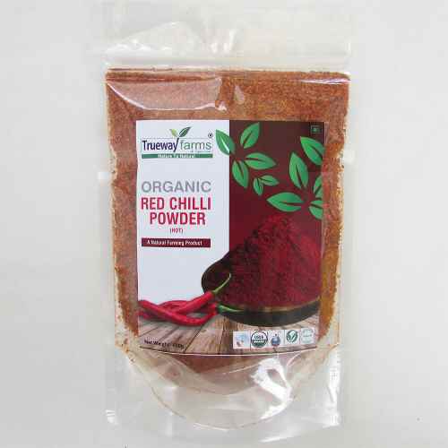 trueway farms organic red chilli powder, red chilli powder, organic red chilli powder, lal mirch, organic lal mirch, red chilli, chilli, organic food shop, organic food retailer in india, bhilwara, rajasthan, organic chilli powder